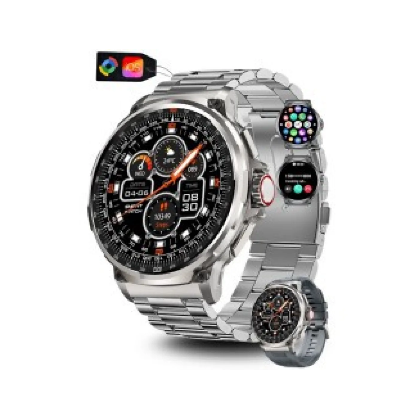 S&T Design Fitness Smartwatch 1,85" AMOLED-Display, Metall, Herren