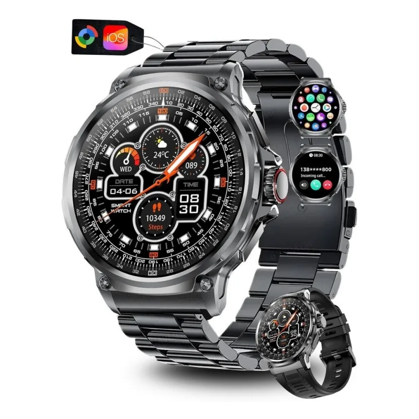 S&T Design Smartwatch Fitness Tracker 1,85" AMOLED-Display, Metall, Herren