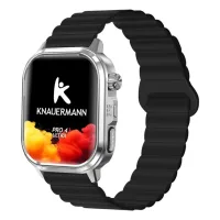 Knauermann PRO 4 Ultra Smartwatch silber, Silikonband schwarz, Anruf & SOS