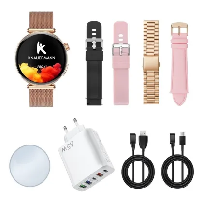 Knauermann PRO 4 MINI 2026 rund gold, EKG-Gesundheitsuhr IP67