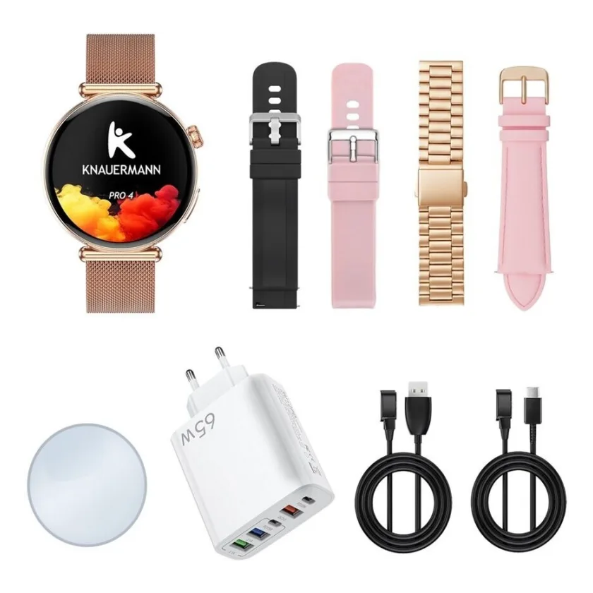 Knauermann PRO 4 MINI 2026 rund gold, EKG-Gesundheitsuhr IP67